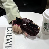 Бордовый ремешок, из натуральной кожи, крокодиловый принт