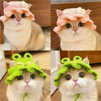 Шляпа Transformer Cat Pet, шляпа, шляпа, лягушка, цветы, цветы, рюк -шляпы для горничных домашних животных.