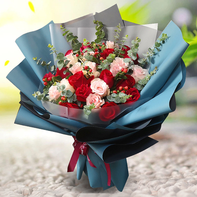 鲜花速递同城红玫瑰混搭花束深圳广州珠海花店生日订花配送花上门