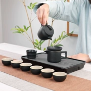 Toàn bộ bộ bàn ghế phòng khách nhà ấm chén trà ấm bát gốm khay gốm đơn giản Nhật Bản gốm đen Kung Fu bộ trà đạo - Trà sứ
