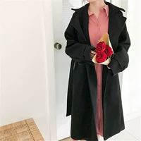 Xunzi home 2018 mùa đông Hàn Quốc phiên bản thắt lưng thắt lưng thắt lưng dài phần len áo khoác nữ áo dạ nữ cao cấp