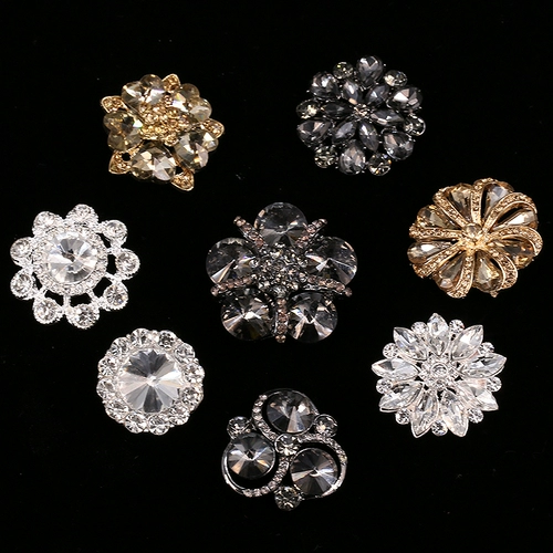 Металлические меховые кнопки Black Fashion High -Agrade Decorative Женский лепесток из алмазного алмаза аксессуары для пряжки