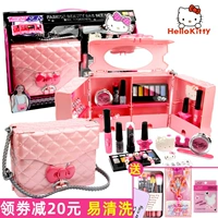 Hello kitty, комплект для макияжа, помада для принцессы, база под макияж, коробка для косметики, сумка-органайзер, игрушка