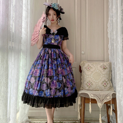 taobao agent ● Original customization ● Midsummer Garden lolita daily elegant wisteria hydrangea commute OP ●
