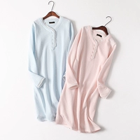 Áo ngủ cotton cotton nữ mùa xuân và mùa thu dài tay tươi Nhật Bản v-cổ váy dài váy cotton phục vụ tại nhà đầm cho người lớn tuổi