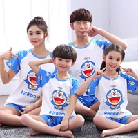 Doraemon trẻ em đồ ngủ nam cotton gia đình bốn cha mẹ và con dịch vụ nhà cô gái dễ thương đồ ngủ ngắn tay cotton shop đồ ngủ đẹp cho cả gia đình
