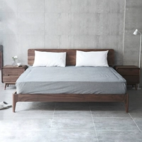 Cao cấp hiện đại nhỏ gọn mới ban đầu óc chó đen giường gỗ rắn đúp vận chuyển giường nhỏ gọn - Giường giường gỗ thông minh