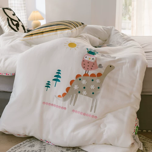 Удерживающее тепло хлопковое антибактериальное мультяшное детское одеяло, с вышивкой
