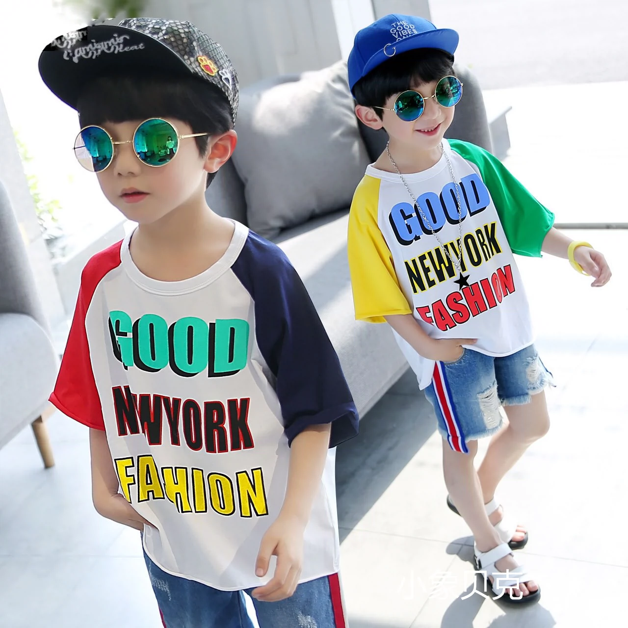 Quần áo trẻ em bé trai áo thun ngắn tay mùa hè Cậu bé Hàn Quốc cổ tròn áo thun nửa tay trong áo phông trẻ em cotton ngắn tay lớn hàng đầu - Áo thun