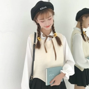 Mùa thu mới của phụ nữ phiên bản Hàn Quốc của áo len gió đại học + cổ tay dài POLO cổ áo sơ mi hoang dã phù hợp với phụ nữ