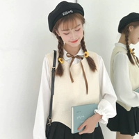 Mùa thu mới của phụ nữ phiên bản Hàn Quốc của áo len gió đại học + cổ tay dài POLO cổ áo sơ mi hoang dã phù hợp với phụ nữ áo len nữ cổ cao