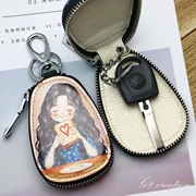 Phiên bản tiếng Hàn của túi xách nữ sơn graffiti đa chức năng dễ thương móc chìa khóa túi hoạt hình in khóa kéo xe chìa khóa túi