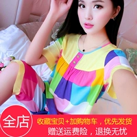 Пижама, осенний тонкий комплект, короткий рукав, осенняя, в корейском стиле
