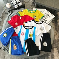 Mùa hè 2018 chàng trai mới và cô gái World Cup Argentina jersey thể thao phù hợp với giản dị T-Shirt quần short hai shop quan ao tre em