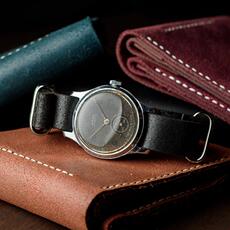 Винтажные наручные часы 乌克兰代购leather㊣ 古着60年代趣味收藏黑色表盘男士机械手表