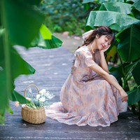 花间裳 Платье, ретро длинная юбка, облегающий крой, французский стиль
