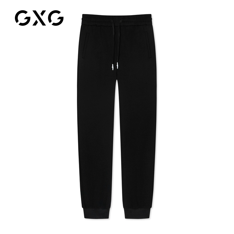 Quần áo nam GXG mùa xuân Xu hướng thời trang Hàn Quốc màu đen đan quần thể thao nam quần tây giản dị - Quần tây thường