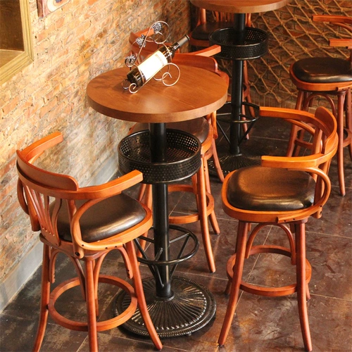 Американское сплошное дерево кресло кассир стул на стойке фронт