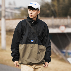 秋季新款日系復古男士立領潮牌套頭夾克寬鬆休閒運動衝鋒衣外套男