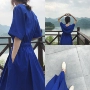 [BP] Hàn Quốc INS tối giản mùa hè lười biếng thường lỏng eo ngắn tay áo đầm chân váy chữ a dáng dài