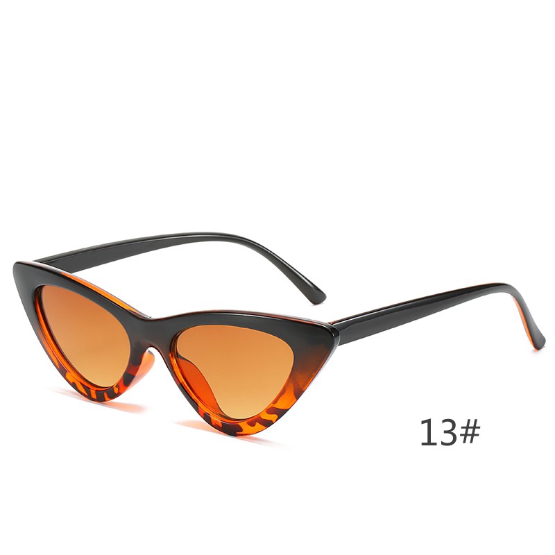13 Black Tea Slices With Leopard PatternEurope and America Retro triangle cat eye Sunglasses female Korean version tide ins disco dancing hottie Sun glasses Internet celebrity Street shot Hip hop