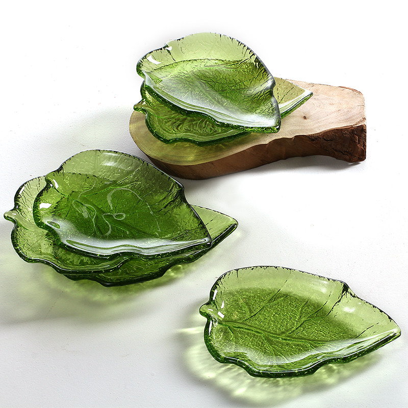 创意多功能玻璃树叶碟子 零食调料酱菜首饰碟可调面膜器皿肥皂盒