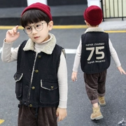 Quần áo trẻ em bé trai cộng với áo nhung nhung Trẻ em nhỏ áo vest mùa đông Phiên bản Hàn Quốc của áo vest bé trai ấm áp áo thủy triều