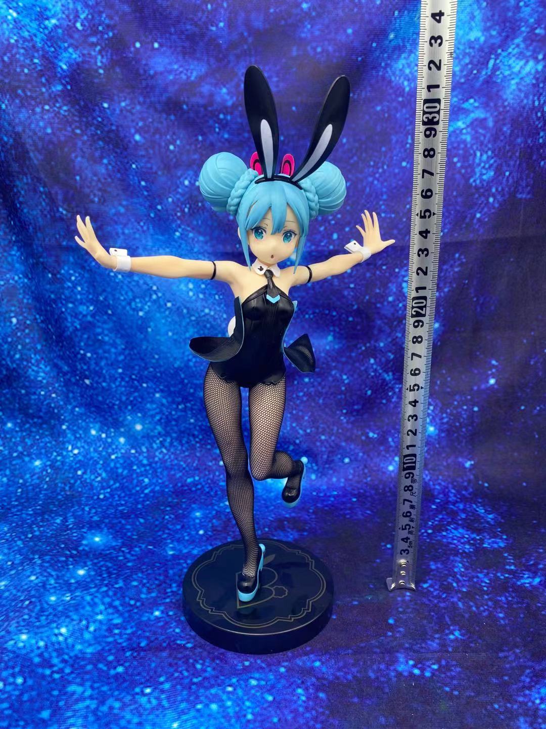 101 # Brand New Box Without Special FeaturesGenuine FuRyu Hatsune Miku Bunny Girl Special Edition Scenery Garage Kit Black rabbit real silk Rabbit ear