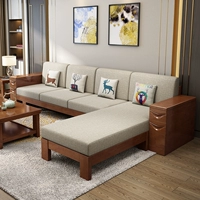 Китайский стиль сплошной диван комбинация домашняя гостиная маленькая -сечение трехперанс -угловой -Корн Экономика Древесина диван диван