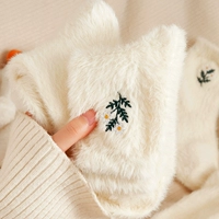 Белые бархатные демисезонные удерживающие тепло утепленные носки для беременных, в цветочек, средней длины