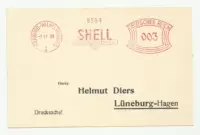 Ранняя немецкая почтовая машина высыпает знаменитую бензиновую бренду нефтяной оболочки
