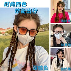 Показать Парики 假发女马尾拳击辫假发网红鱼骨高马尾辫甜酷脏辫仿真麻花假发辫子