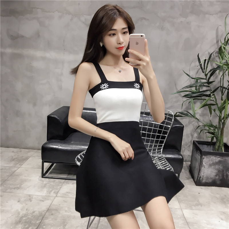 2681#实拍新款韩版性感吊带背心打底裙抹胸连衣裙小礼服a字针织裙