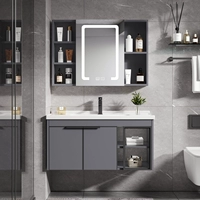 Tủ phòng tắm hiện đại đơn giản kết hợp chậu rửa phòng tắm không gian chậu rửa chén bằng gốm sứ chậu rửa tủ gương thông minh tủ gương wc tủ gương treo tường