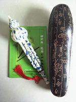 Синий и белый фарфоровый падение B мелодия+кожаная коробка+учебник+подарок