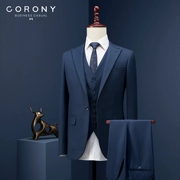 Suit phù hợp với nam chú rể váy cưới nam mỏng Hàn Quốc kinh doanh bình thường len phù hợp với váy chuyên nghiệp - Suit phù hợp
