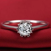 Bông tuyết Kim cương Mô phỏng Kim cương 50 điểm 1 Carat Nhân tạo zircon Wedding 925 Bạc Moissan Đá Nhẫn Nữ Bạch kim - Nhẫn