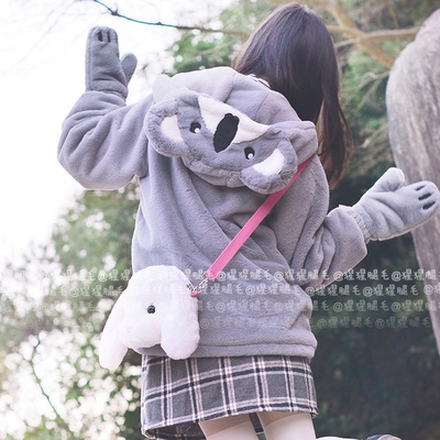 taobao agent ● New product free shipping ● Super cute ~ Little Kobo gloves thick jacket_digen -plush animal hooded coat