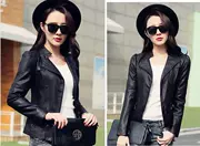 2018 mùa thu mới nhỏ da nữ ngắn slim pu da xe máy áo khoác cardigan áo khoác dài tay nữ