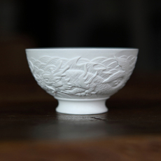 чашка 全手工雕刻鱼化龙浮雕主人杯品茗杯小杯子茶杯普洱杯子