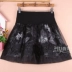 Mùa xuân và mùa thu Phụ nữ ren ngắn Váy in Organza Váy Puffy Culottes Váy Kích thước lớn Cơ sở eo cao Váy sợi - Váy Váy