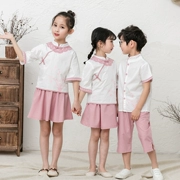 Trang phục sân vườn trường mẫu giáo mùa hè Cộng hòa phong cách Trung Quốc Tang phù hợp với trang phục Hanfu trang phục mùa hè học sinh đồng phục phù hợp - Đồng phục trường học / tùy chỉnh thực hiện