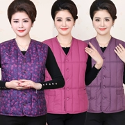 Áo vest cotton trung niên nữ ngắn đoạn dày ấm vest cotton quay vest vest mùa thu và mùa đông size lớn cá nhân