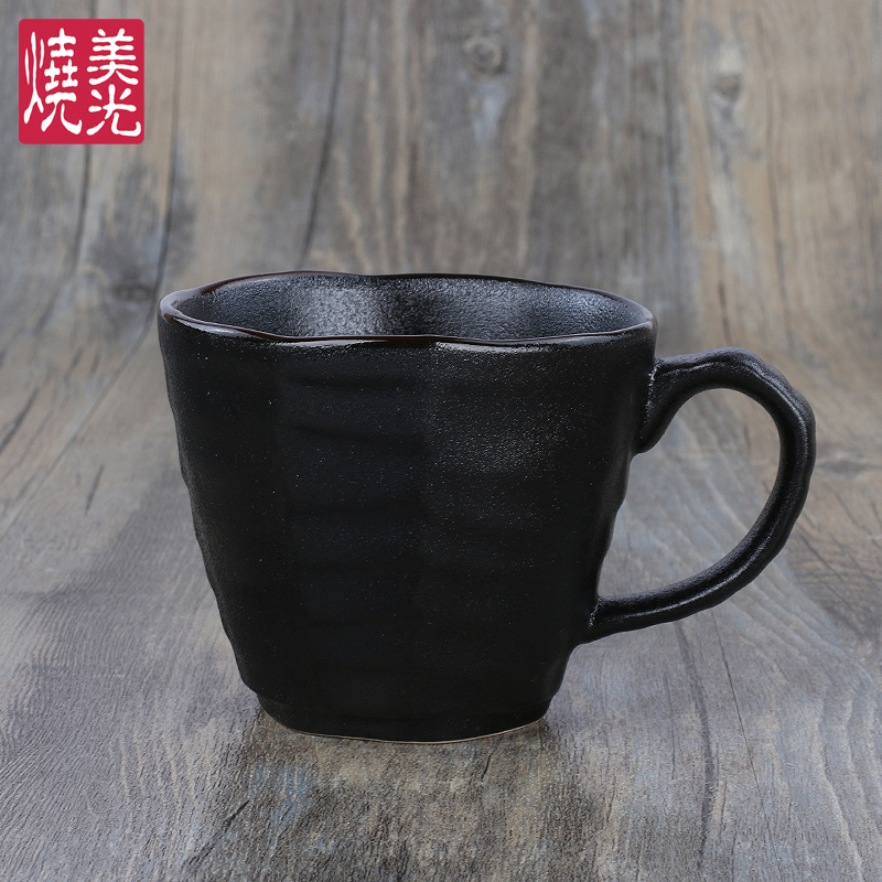 Black CharmJapanese  ceramics glass teacup Water cup manual Coarse pottery Tea cup Small tea cup originality coffee cup Mug