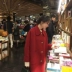 Váy xuân mới 2019 của phụ nữ phiên bản Hàn Quốc của phần dài của một chiếc áo khoác len nữ nhỏ màu đỏ lỏng lẻo - Áo Hàn Quốc áo măng tô nữ kẻ caro Áo Hàn Quốc