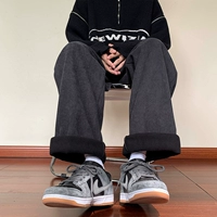 Утепленные вельветовые японские ретро спортивные штаны для отдыха, свободный прямой крой, подходит для подростков