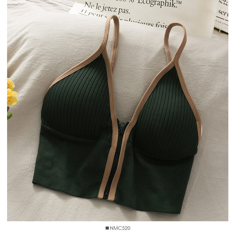 GreenInternet celebrity Same zipper Wireless  Small chest Gather together Underwear female 2021 spring Beautiful back With chest pad Versatile Bras tide