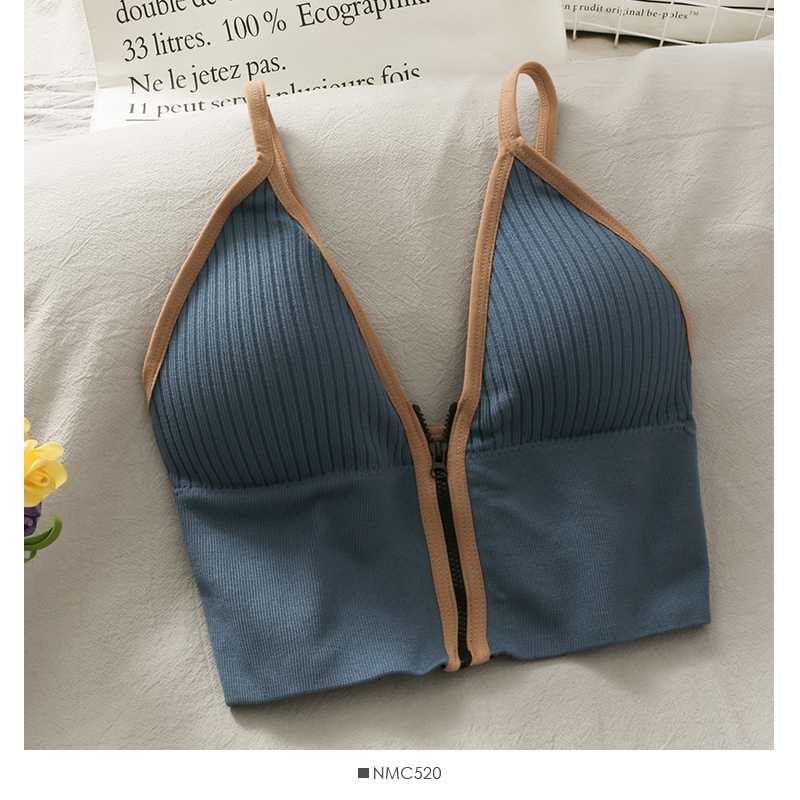 BlueInternet celebrity Same zipper Wireless  Small chest Gather together Underwear female 2021 spring Beautiful back With chest pad Versatile Bras tide