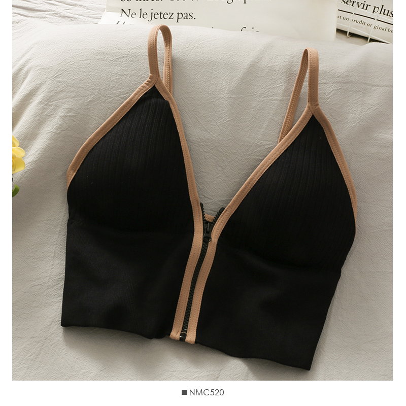 BlackInternet celebrity Same zipper Wireless  Small chest Gather together Underwear female 2021 spring Beautiful back With chest pad Versatile Bras tide