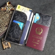 Handmade da hộ chiếu túi top lớp da dài ví đa chức năng túi tài liệu retro điện thoại di động vé hộ chiếu bộ